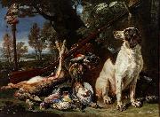 David de Coninck The hunter's trophy with a dog and an owl Spain oil painting artist